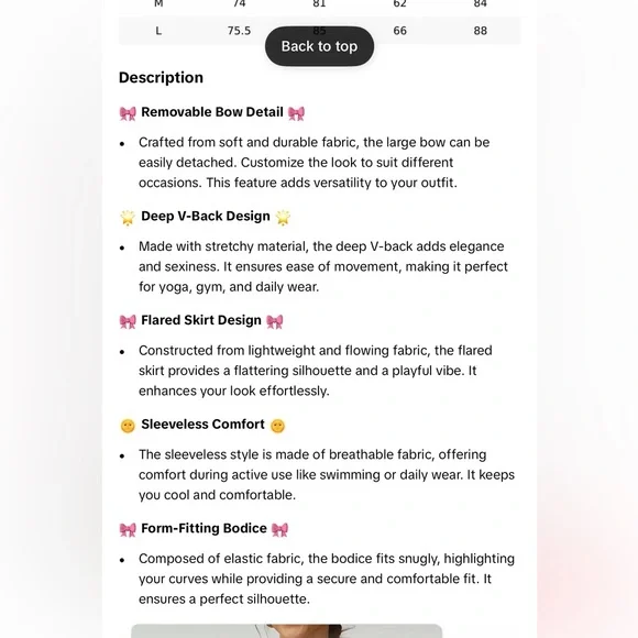 navy blue athletic dress with a large white removable bow size L - Picture 12 of 13